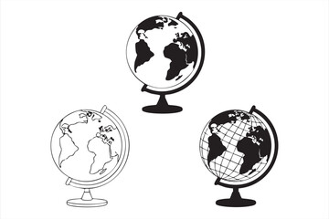Obraz premium Education and Geography Icon Set of Globes for School, Learning, and Travel Design