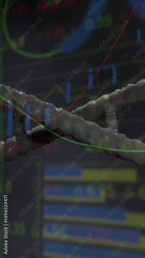 Poster animation of dna strand over data processing