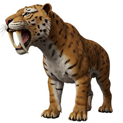 3D Render of a SaberToothed Cat isolated on transparent background