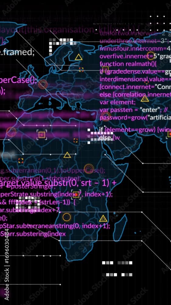 Aufkleber animation of markers and data processing over world map