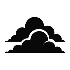 Stylized silhouette of cumulus clouds against white background