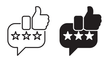 Obraz premium Set of two customer satisfaction review rating icons in different styles. Customer feedback rating sign for apps or websites