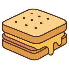Croque Monsieur French sandwich flat color vector illustration template design