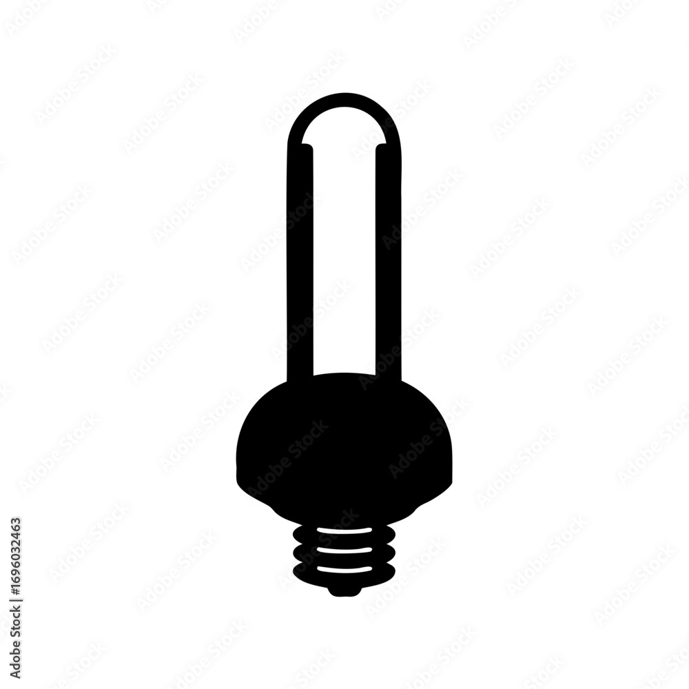 Poster stylized black silhouette of a lightbulb with a distinct circular shape