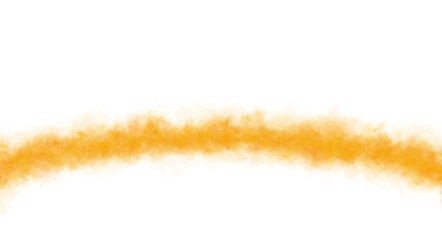Arched line of glowing orange smoke on transparent background, perfect for mockups, templates and modern visuals. Curved dense fog texture for posters, digital media or motion graphics.