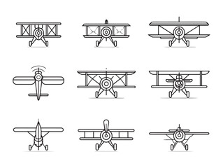 Biplane Ultra Minimalist Line Art Icons   © Kamal