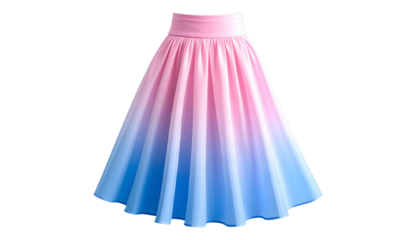 A stylish and fashionable garment featuring a beautiful and vibrant color scheme this chic skirt blends delicate pink and serene blue hues creating a modern and elegant piece of apparel. isolated 