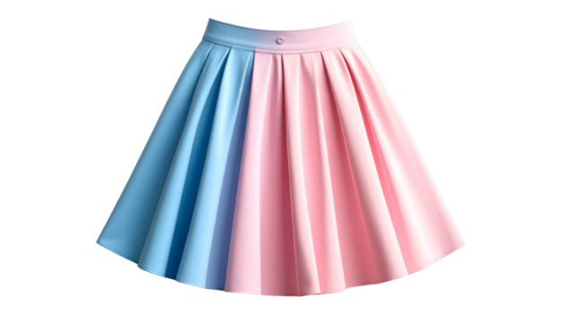 A stylish and fashionable garment featuring a beautiful and vibrant color scheme this chic skirt blends delicate pink and serene blue hues creating a modern and elegant piece in Png