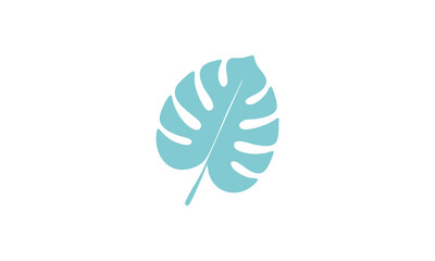 Minimalist Blue Tropical Leaf Clip Art – Modern Botanical Design Element