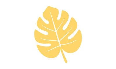 Yellow Monstera Leaf Clip Art – Tropical Botanical Illustration for Modern Design