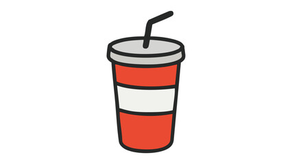 Disposable Drink Cup Clip Art – Simple Beverage Container Illustration with Straw