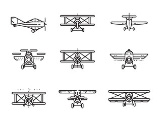 Biplane Ultra Minimalist Line Art Icons   © Kamal