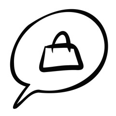 Shopping bag with spech bubble icon