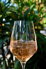 Glass of non alcoholic Rosé cider