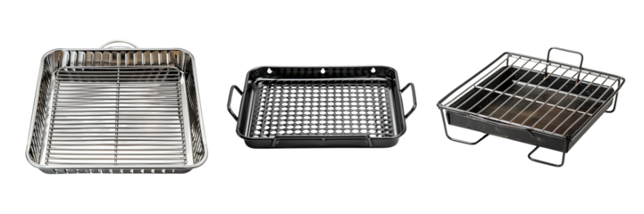 Styles of grill pans for various cooking methods food types