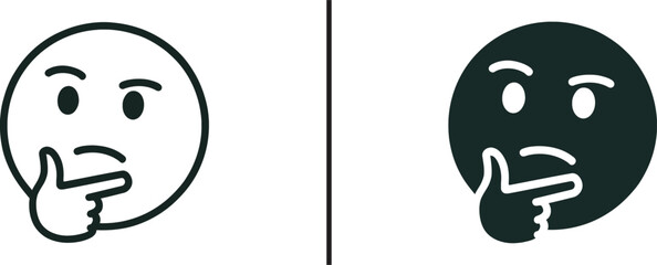 Contemplative Emoji Icons: Two minimalist emoji icons depicting thoughtful expression, capturing the essence of contemplation. 