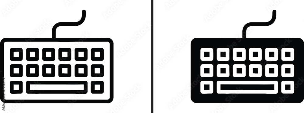 Fototapete keyboard icon variations: a graphical representation of two keyboard icons, one rendered in solid bl