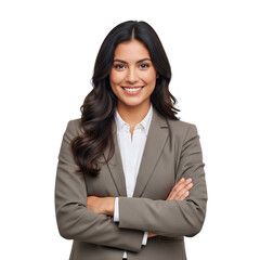 Confident businesswoman smiling with arms crossed on a black background portrait professional