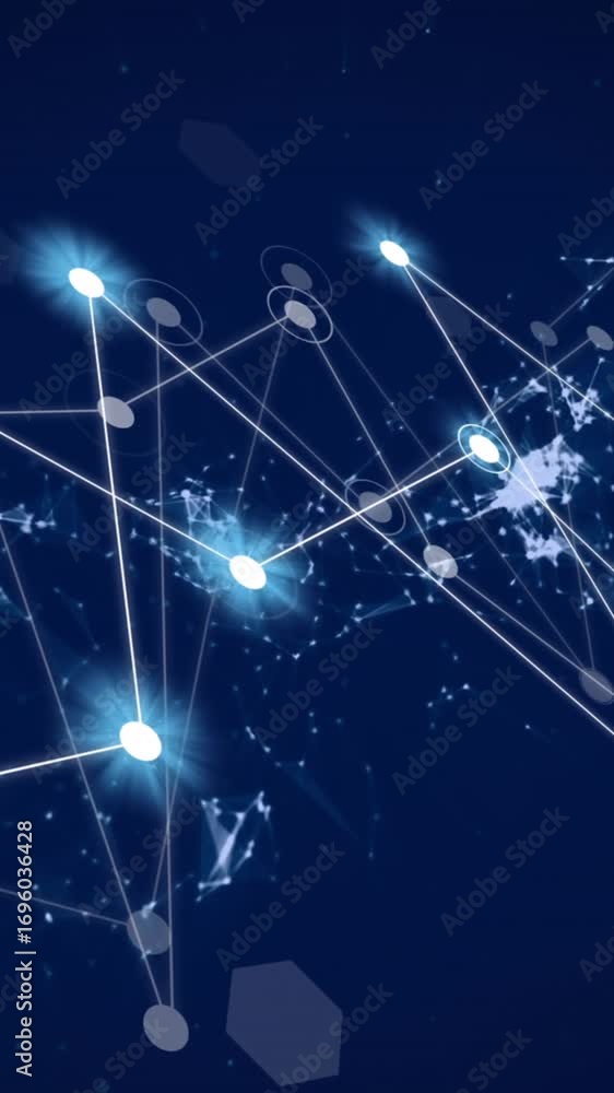 Poster Animation of network of connections with glowing spots on black background