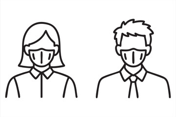 Vector Icons of People in Face Masks for Hygiene and Prevention