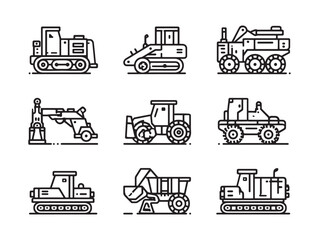 Bulldozer Ultra Minimalist Line Art Drawing