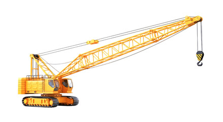 powerful crawler crane 3d model ready for construction, lifting heavy loads, and industrial projects, isolated on transparent background