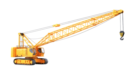 powerful crawler crane 3d model ready for construction, lifting heavy loads, and industrial projects, isolated on transparent background