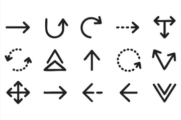 Minimalist Vector Icons of Arrows for Maps Interface and Orientation
