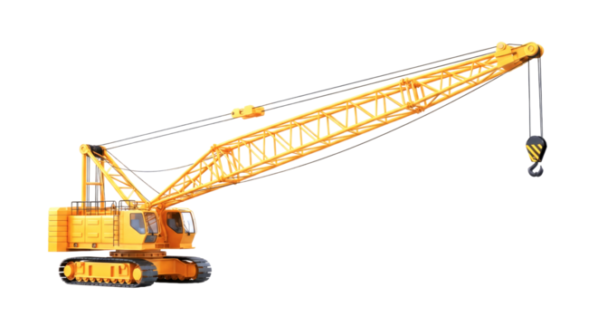 powerful crawler crane 3d model ready for construction, lifting heavy loads, and industrial projects, isolated on transparent background - Powered by Adobe