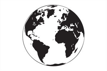 Simple World Map Globe Icon for Business Travel and Education