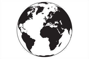 Vector Globe Illustration in Black and White for Global Themes
