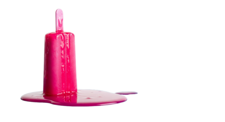 Pink Ice Lolly Melting on Blue Surface. Summer Concept with copy-space. 