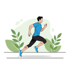 Active man enjoying outdoor running exercise and a healthy lifestyle