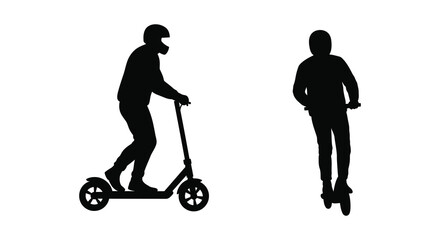 two people riding electric scooters side by side