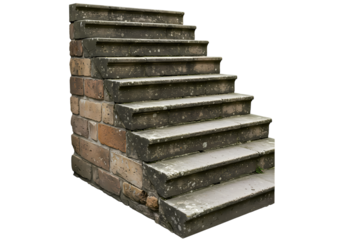 Exterior Stone Steps Rustic Weathered Staircase Leading Upwards Architectural Detail isolated on transparent background