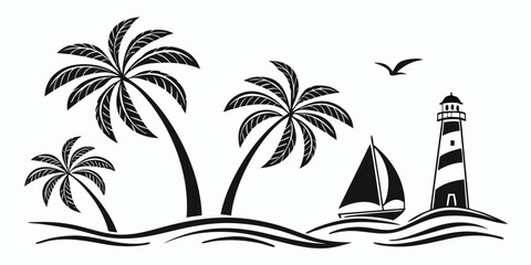 Obraz premium coastal-breeze-palm-leaf-icons-set---6-minimalist-