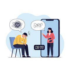 Online therapy session helping a person overcome mental health challenges and find inner peace