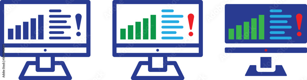 Fototapete an icon representing a network alert or system status, featuring a computer monitor with signal bars
