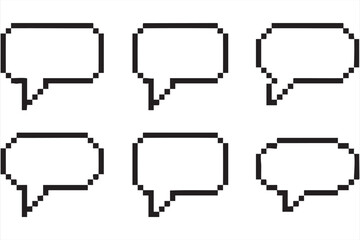 Pixel Art Speech Bubble Icons Collection for Online Chat and Conversation