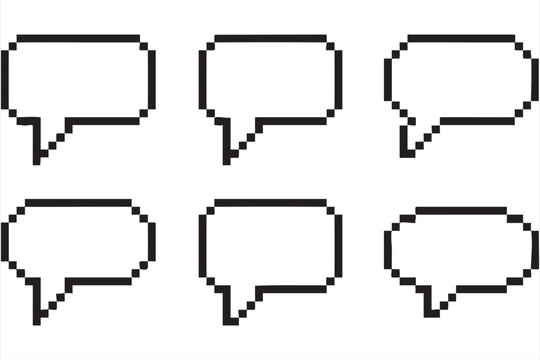 Pixel Art Speech Bubble Icons Collection for Online Chat and Conversation - Powered by Adobe