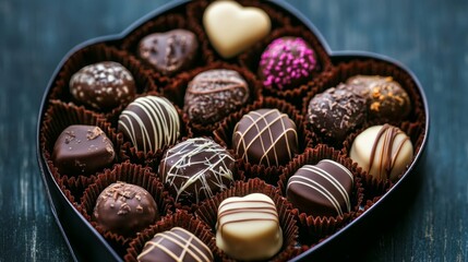Heart-Shaped Box Filled with Assorted Chocolate Truffles, Perfect for Valentine s Day Treats