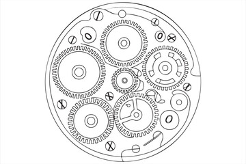 Mechanical Gears and Watch Parts Icon Symbolizing Engineering and Precision