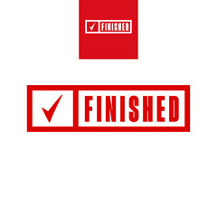 Red finished stamp typographic label logo vector template