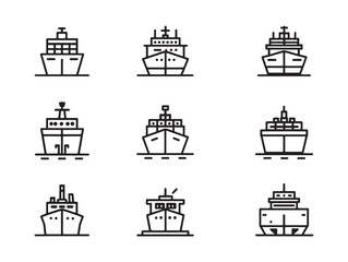 Fototapeta premium Cargo Ship Ultra Minimalist 2D Line