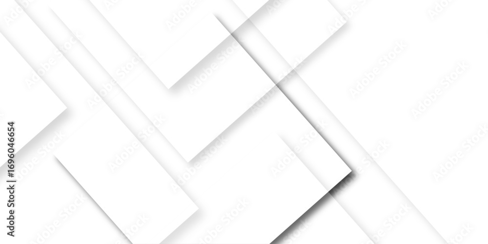 Poster white geometric overlapping square pattern. vector illustration technology background with shadow. m
