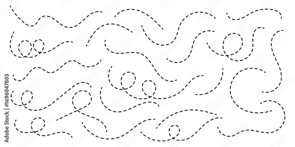 Poster hand drawn squiggle loopy line vector icon, abstract curved dotted line, abstract hand drawn dotted 