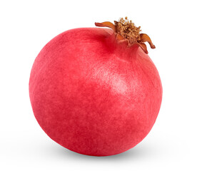 Whole ripe pomegranate fruit macro studio photo isolated with clipping path.
