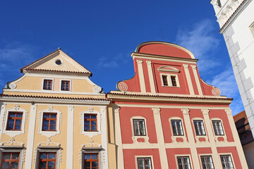 View on the typical buildings on Unity square, Cesky Krumlov, Czech Republic