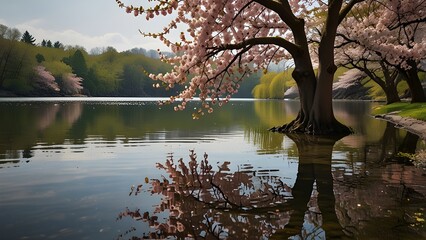 reflection of trees in water