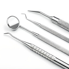 Set of Professional Dental Tools on White Background